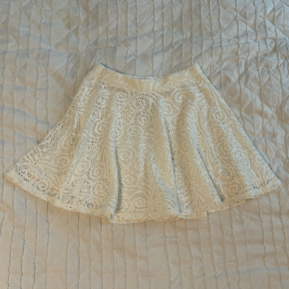 PS from Aeropostale Off White Colored Girls Skirt with Crocheted Designs Size 10
